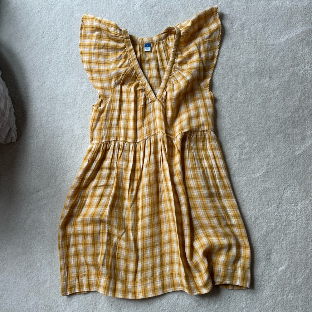 Old Navy Yellow Gingham Dress Lightweight Cotton
